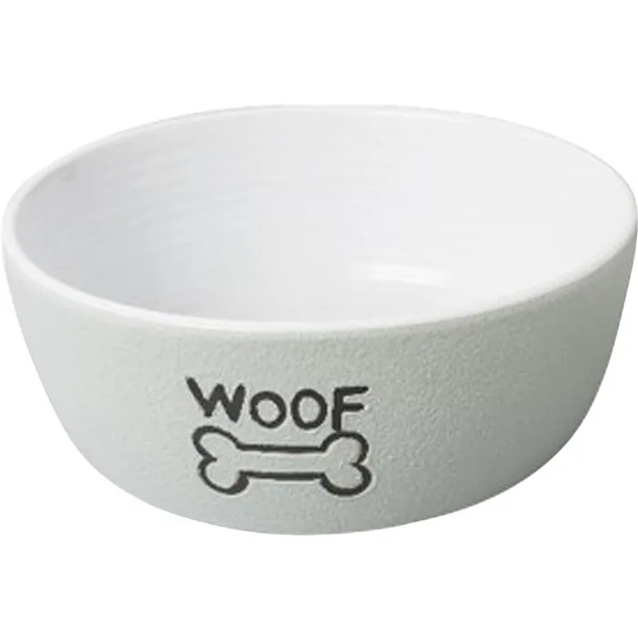 5 In. Nantucket Woof Dog Dish - Gray