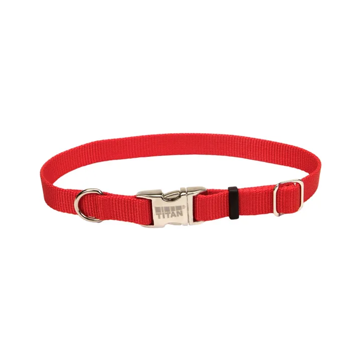 Adjustable Dog Collar With Metal Bucklered 5/8" X
