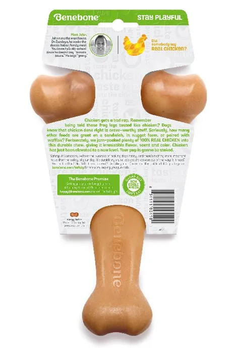 Benebone Rotisserie Chicken Flavored Wishbone Dog Chew Toy Large