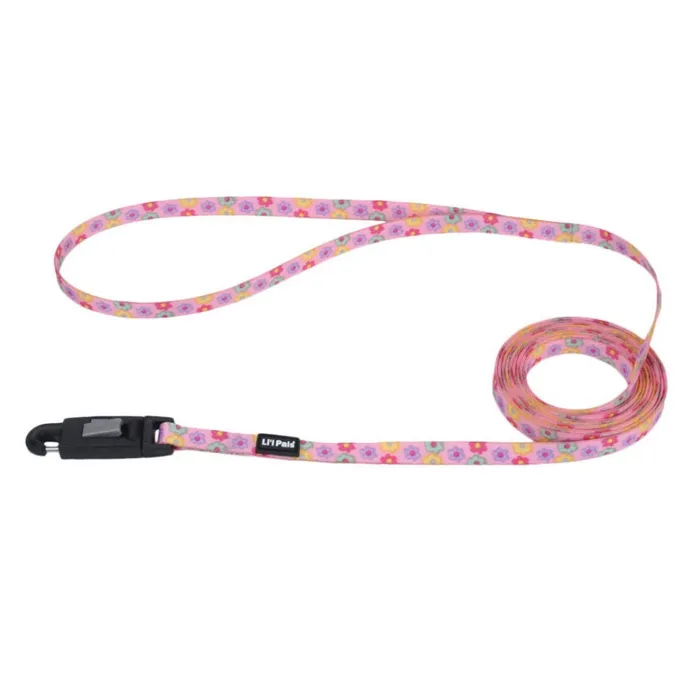 Patterned Dog Leash With E Z Snap - Daisy Multi Color 3/8" X 6'