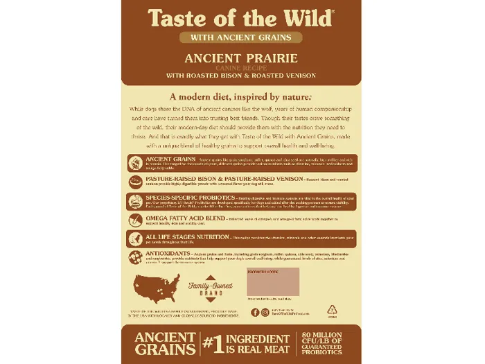 Ancient Prairie Roasted Bison, Roasted Venison & Ancient Grain Recipe Dry Dog Food 14-lb