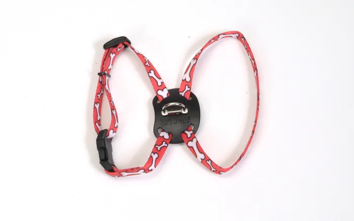 Adjustable Patterned Dog - Red And White Bones Xsm