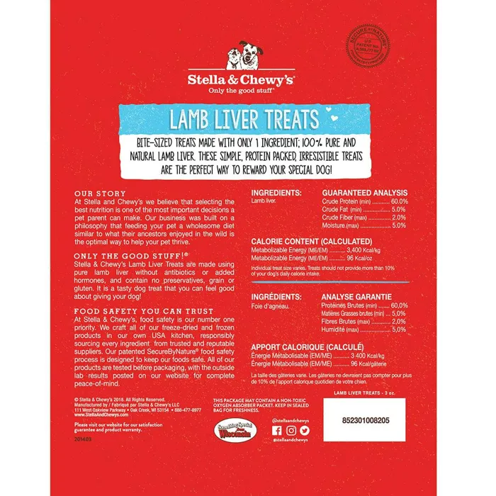 Stella & Chewy's Freeze-dried Lamb Liver 3-oz