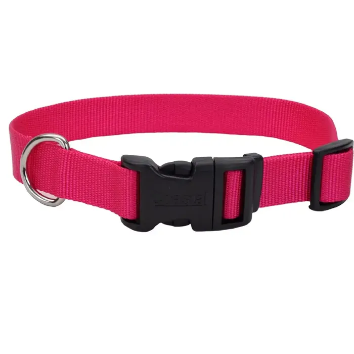 Adjustable Dog Collar With Plastic Buckle - Pink F