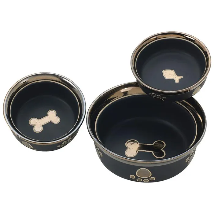 Ritz Copper Rim Dog Dish Black 7 Inch