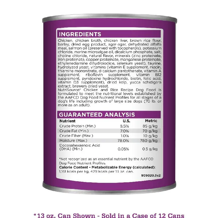 Nutrisource Wet Puppy Chicken & Rice Recipe With Wholesome Grains 12.3-oz