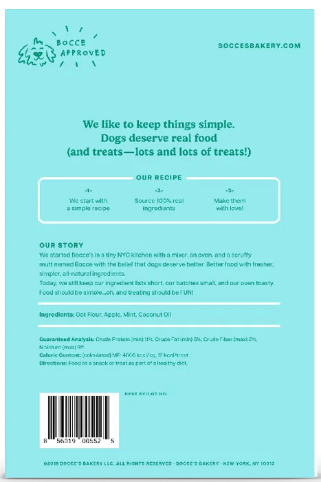 Bocce’s Bakery Daily Support Breath Aid Apple & Mint Dog Treat, 12-oz