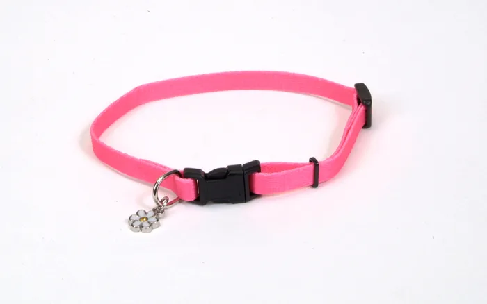 Adjustable Dog Collar - Neon Pink 3/8" X 06"-08"