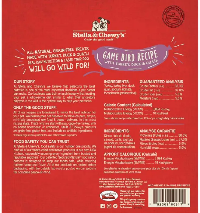 Stella & Chewy's Wild Weenies Game Bird 3.25-oz