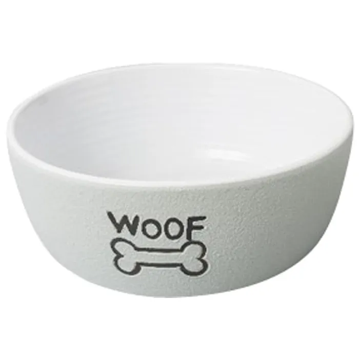 5 In. Nantucket Woof Dog Dish - Gray