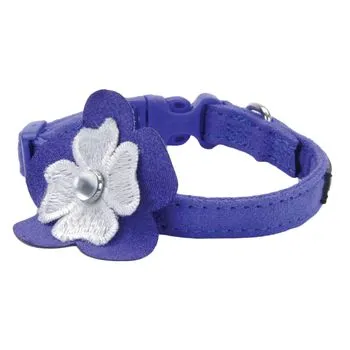 Microfiber Collar - Blue With Flower Petite Xsml 3
