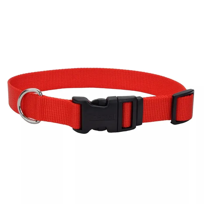 Adjustable Dog Collar With Plastic Buckle Red Sml - 5/8" X 10"-14"