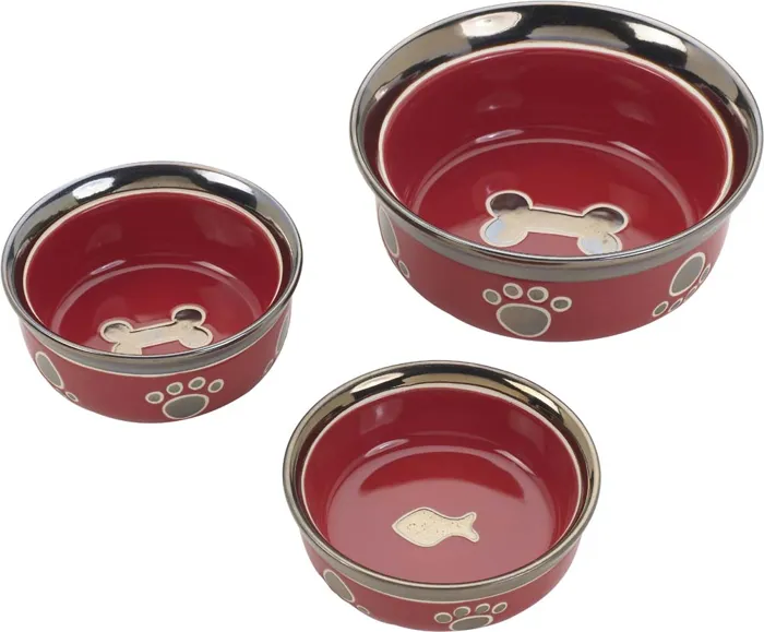 Ritz Copper Rim Dog Dish Red 7 Inch