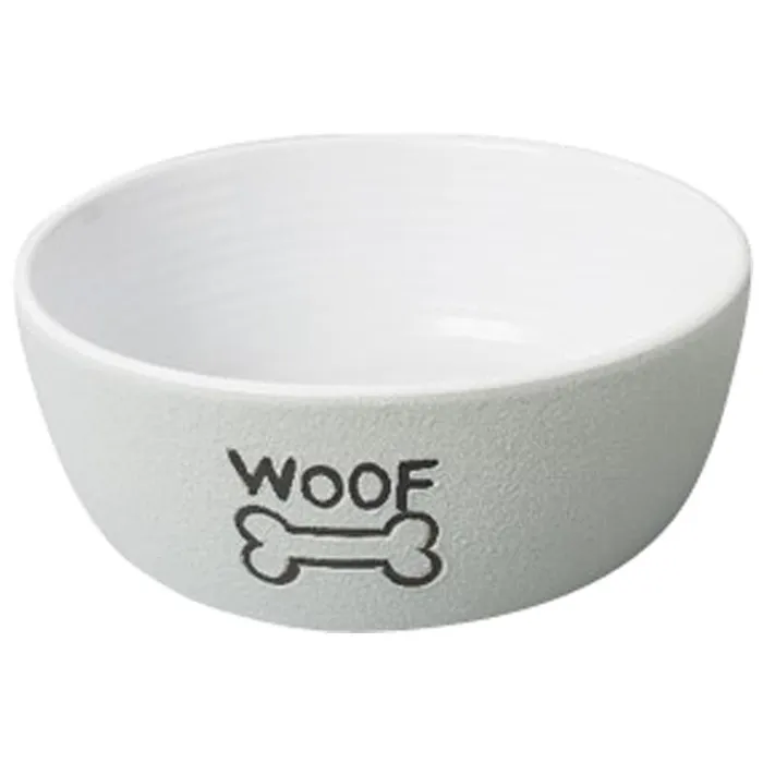 5 In. Nantucket Woof Dog Dish - Gray