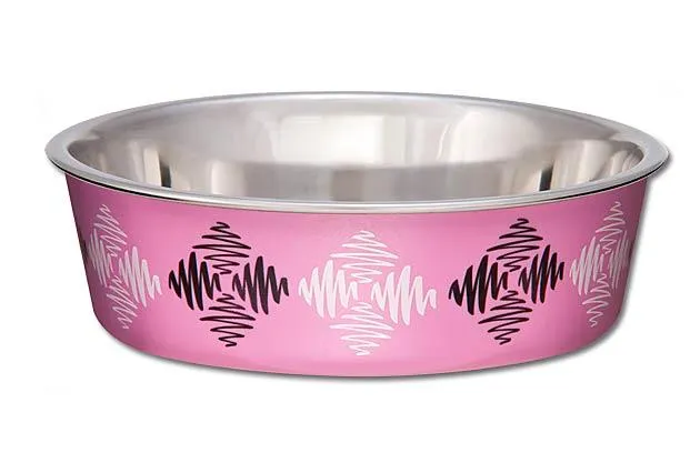 The Bella Bowl Designer Argyle Pink Md 6.75" 28-oz
