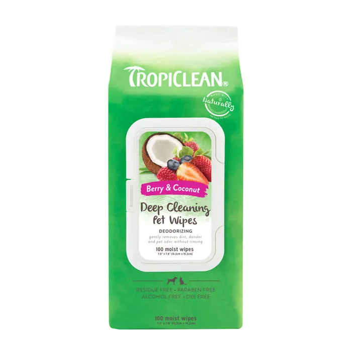 Tropiclean Deep Cleaning Deodorizing Wipes 100ct