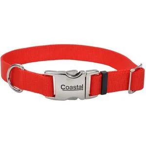 Adjustable Dog Collar With Metal Bucklered 5/8" X
