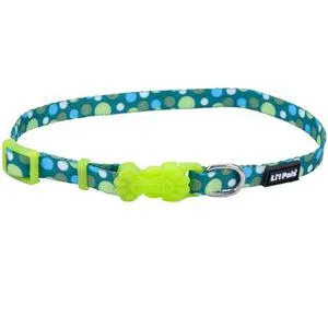 Adjustable Collar, Green Dots, 3/8" X 08"-12"