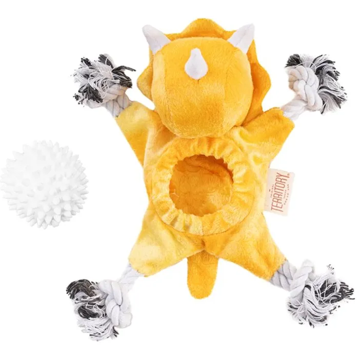 Territory Dog Toy 2 In 1 Plush Triceratops 9"