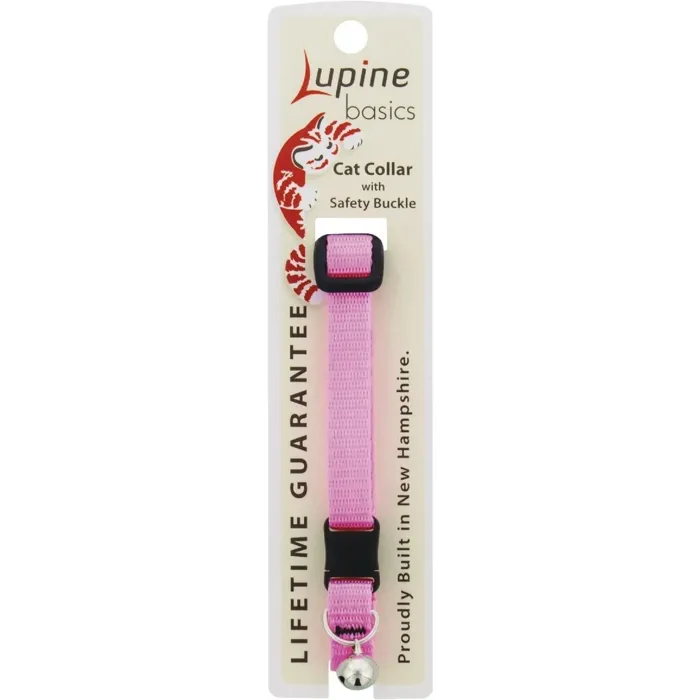 Lupine Cat Collar W Bell Solids Pink 8-12